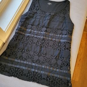Loft black lace sleeveless shirt for women
